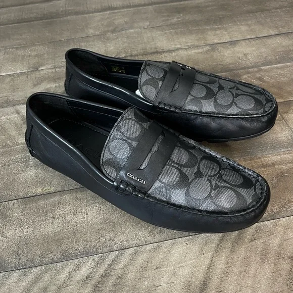 Coach Loafers Liam Driver In Signature Jacquard Sz 12D